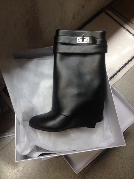 designer metallic shark lock women ankle boots 14 colors high-heeled pumps leather short booties strap wedges shoes large size, Black
designer metallic shark lock women ankle boots 14 colors high-heeled pumps leather short booties strap wedges shoes large size, Black