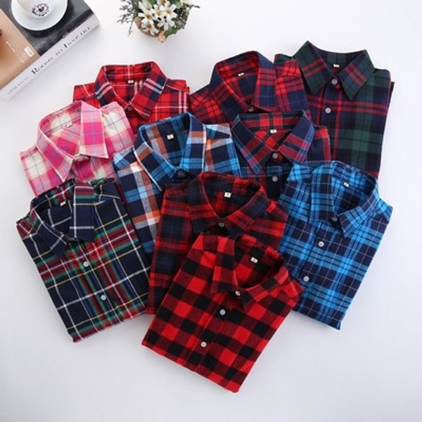 women plaid shirt cotton female blouses long sleeve flannel shirt plus size casual college style women plus size, White
women plaid shirt cotton female blouses long sleeve flannel shirt plus size casual college style women plus size, White