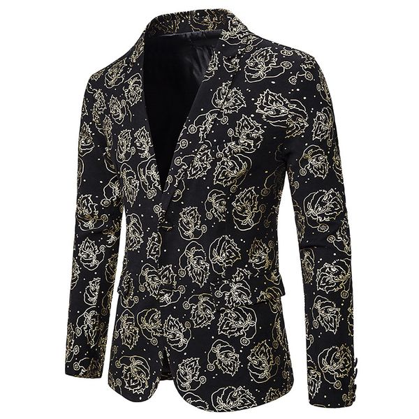 mens christmas party stage slim fit blazers jackets gold santa claus printed dress suit blazers male, White;black
mens christmas party stage slim fit blazers jackets gold santa claus printed dress suit blazers male, White;black