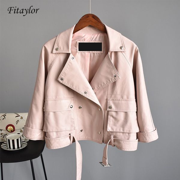 fitaylor new pu leather jacket women double breasted flare sleeve faux soft leather jackets casual three quarter outerwear, Black
fitaylor new pu leather jacket women double breasted flare sleeve faux soft leather jackets casual three quarter outerwear, Black