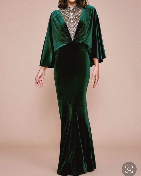 2020 arabic aso ebi green velvet mermaid evening dresses beaded crystals prom dresses high neck formal party seocnd reception gowns zj204, Black
2020 arabic aso ebi green velvet mermaid evening dresses beaded crystals prom dresses high neck formal party seocnd reception gowns zj204, Black