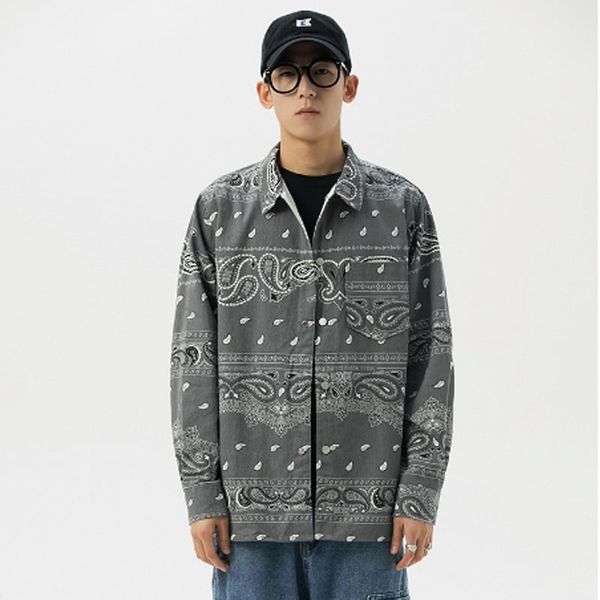 men high street retro fashion cashew flowers casual long sleeve shirt male hip hop loose dress shirts, White;black 
men high street retro fashion cashew flowers casual long sleeve shirt male hip hop loose dress shirts, White;black