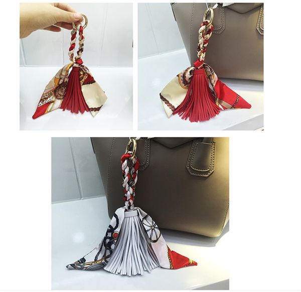 spring and summer leather silk scarf tassel pendant ladies fashion creative bag accessories key chain key ring pendant, Silver
spring and summer leather silk scarf tassel pendant ladies fashion creative bag accessories key chain key ring pendant, Silver