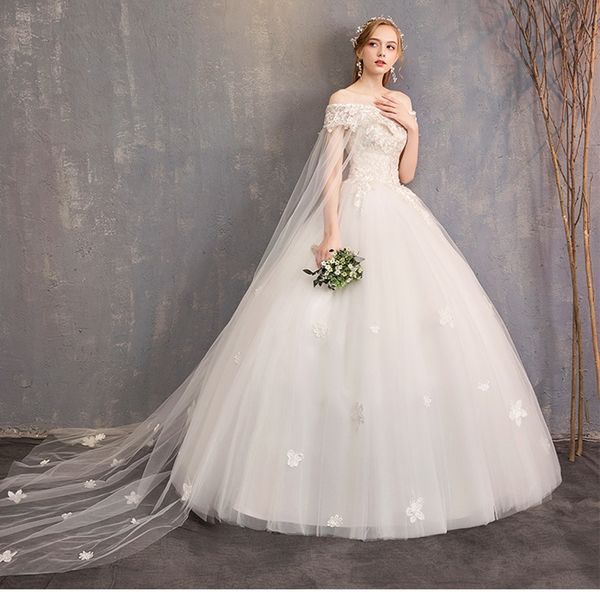chic lace applique watteau train boho wedding dress floor length off shoulder long wedding dress with lace up back wedding dress garden, White
chic lace applique watteau train boho wedding dress floor length off shoulder long wedding dress with lace up back wedding dress garden, White