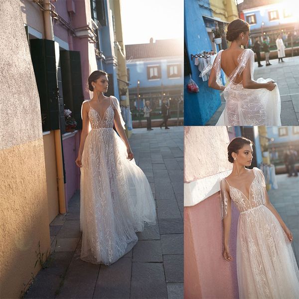 bohemian galikarten a line wedding dresses spaghetti sleeveless tulle lace applique wedding gowns floor length robe de mariée, White
bohemian galikarten a line wedding dresses spaghetti sleeveless tulle lace applique wedding gowns floor length robe de mariée, White