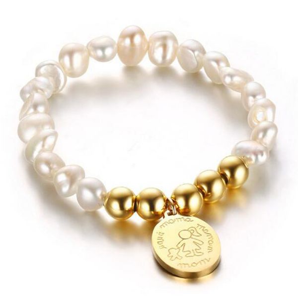 8mm womens white baroque shell pearls beaded stainless steel mom coin tag charm bracelet 18k gold plated, Black
8mm womens white baroque shell pearls beaded stainless steel mom coin tag charm bracelet 18k gold plated, Black
