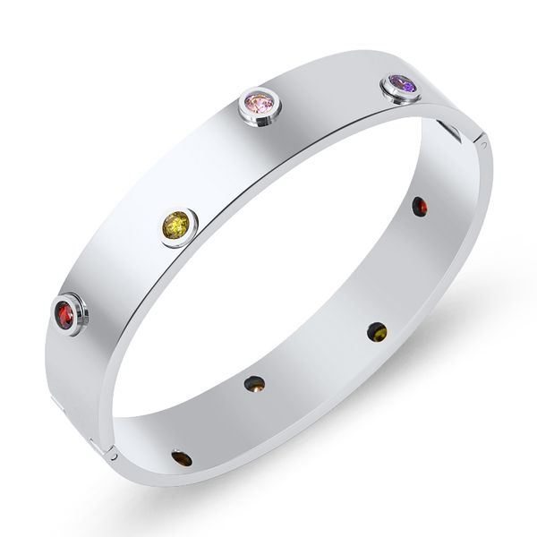 brand colorful crystals luxury bangle for women cubic zirconia love bangle gold color stainless steel fashion classic jewelry, Black
brand colorful crystals luxury bangle for women cubic zirconia love bangle gold color stainless steel fashion classic jewelry, Black