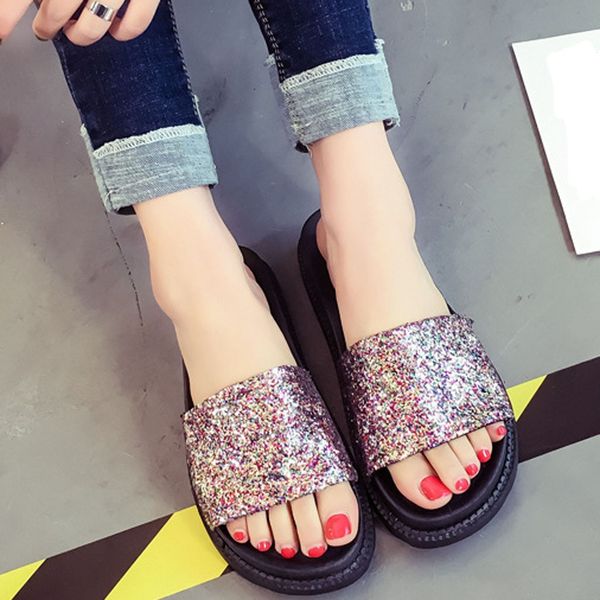 fashion sequin beach flip-flops casual women's summer outdoor sandals flip-flops sequin slippers beach shoes summer sandals, Black
fashion sequin beach flip-flops casual women's summer outdoor sandals flip-flops sequin slippers beach shoes summer sandals, Black