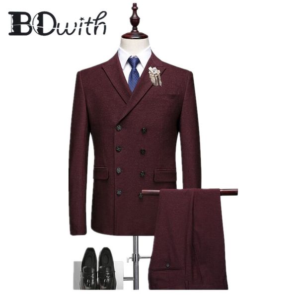 double breasted wedding men suit burgundy peaked collar slim fit 3 pieces jacket+pants+vest for groom tuxedos formal suit, White;black
double breasted wedding men suit burgundy peaked collar slim fit 3 pieces jacket+pants+vest for groom tuxedos formal suit, White;black