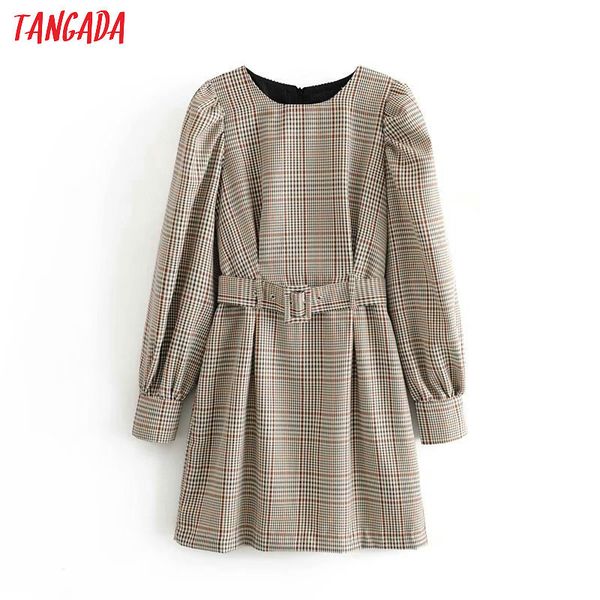 tangada england fashion women plaid pattern dress with belt o neck long sleeve ladies mini dress vestidos 6p17, Black;pink
tangada england fashion women plaid pattern dress with belt o neck long sleeve ladies mini dress vestidos 6p17, Black;pink