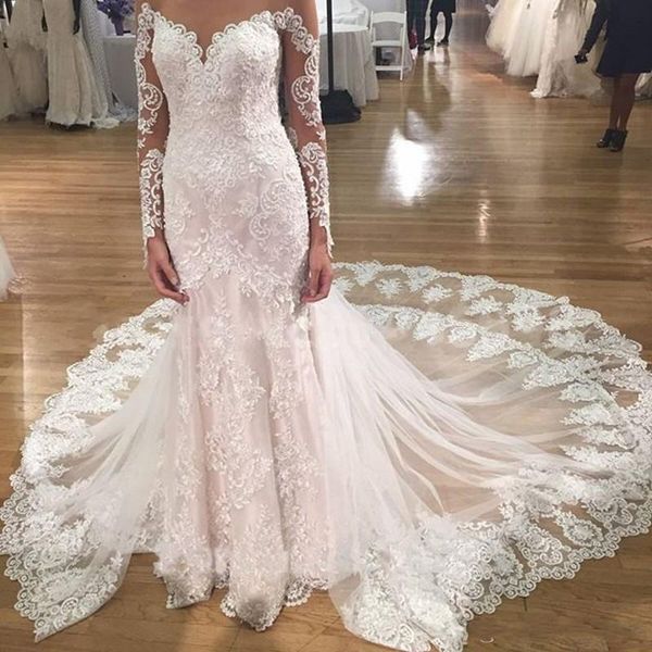 stunning white lace appliqued beaded long sheer wedding dresses 2020 vintage mermaid long sleeves bridal gowns formal vestidos de novia
stunning white lace appliqued beaded long sheer wedding dresses 2020 vintage mermaid long sleeves bridal gowns formal vestidos de novia