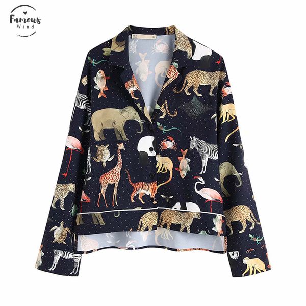 2019 spring women long sleeve animal print blouse notched collar loose crop vintage asymmetric length casual shirts, White
2019 spring women long sleeve animal print blouse notched collar loose crop vintage asymmetric length casual shirts, White