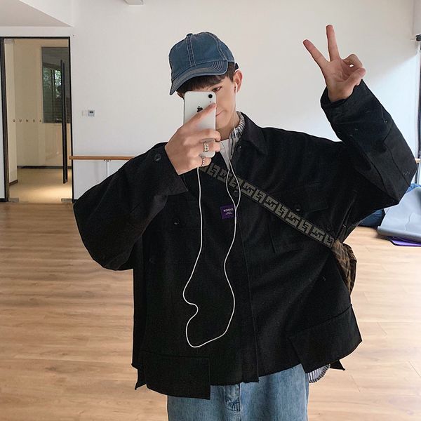 2019 spring korean campus wind fashion trend couple men long sleeve casual loose solid color lapel tooling wild jacket, Black;brown
2019 spring korean campus wind fashion trend couple men long sleeve casual loose solid color lapel tooling wild jacket, Black;brown