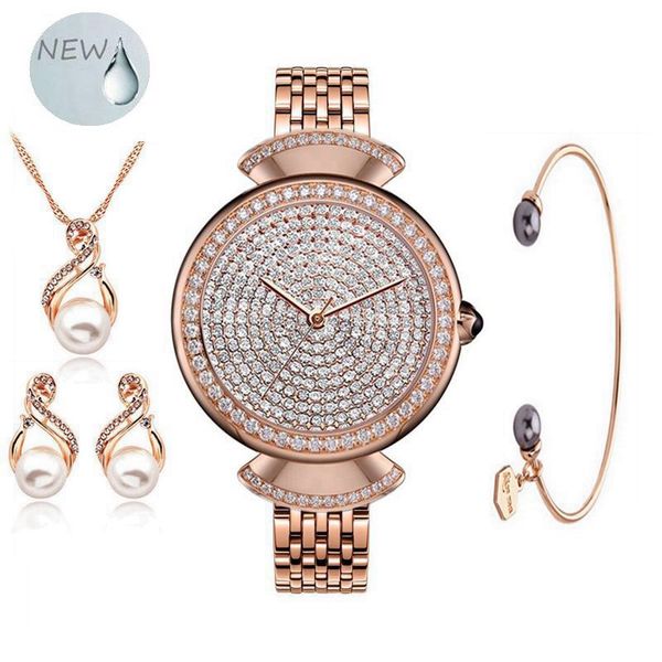 women quartz watches set jewelry earrings bracelet necklace and watch suits creative rhinestone ladies wristwatch gifts for lady, Slivery;brown
women quartz watches set jewelry earrings bracelet necklace and watch suits creative rhinestone ladies wristwatch gifts for lady, Slivery;brown