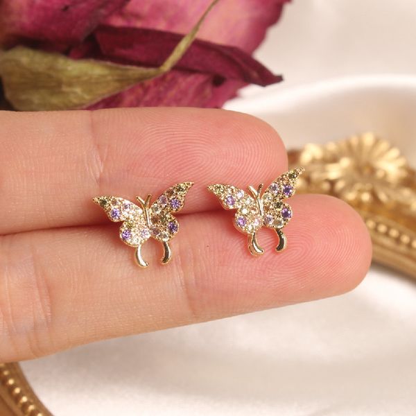 2020 korea selling fashion jewelry exquisite small copper inlay zircon color small butterfly female stud earrings, Golden;silver
2020 korea selling fashion jewelry exquisite small copper inlay zircon color small butterfly female stud earrings, Golden;silver