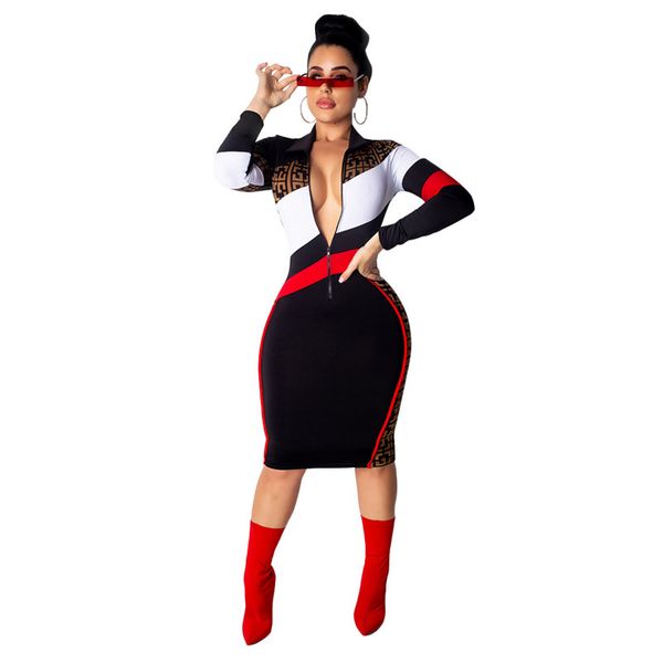 women long sleeve dress fashion skirts letter printted striped patchwork zipper dresses ladies spring bodycon mid dress s-2xl a3206, White
women long sleeve dress fashion skirts letter printted striped patchwork zipper dresses ladies spring bodycon mid dress s-2xl a3206, White