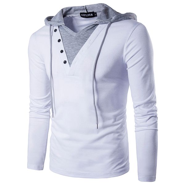 new arrivals men's casual t-shirt fashion hooded sling long-sleeved tees v-collar male fake two pieces t-shirt slim europe size, White;black
new arrivals men's casual t-shirt fashion hooded sling long-sleeved tees v-collar male fake two pieces t-shirt slim europe size, White;black