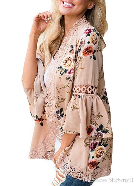 fashion flare sleeve crochet lace chiffon coat women casual floral print kimono ladies casual spring open front outwear, Black;brown
fashion flare sleeve crochet lace chiffon coat women casual floral print kimono ladies casual spring open front outwear, Black;brown