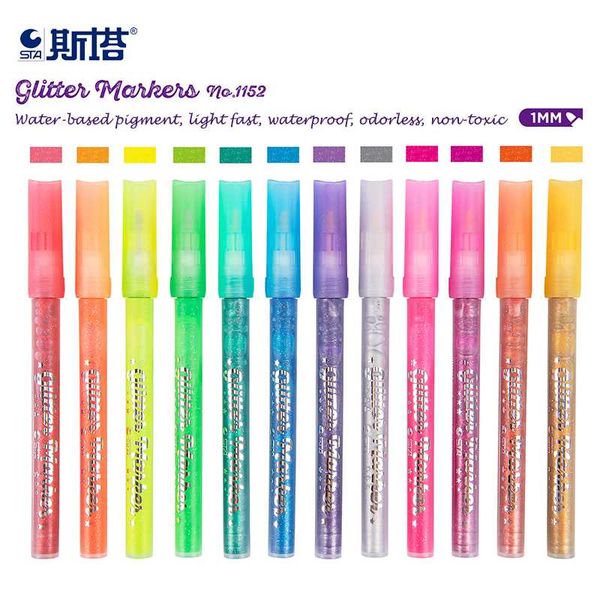 sta 6/12color glitter pen hightlighter marker pen art marker for diy card and drawing office school stationery art supplies
sta 6/12color glitter pen hightlighter marker pen art marker for diy card and drawing office school stationery art supplies
