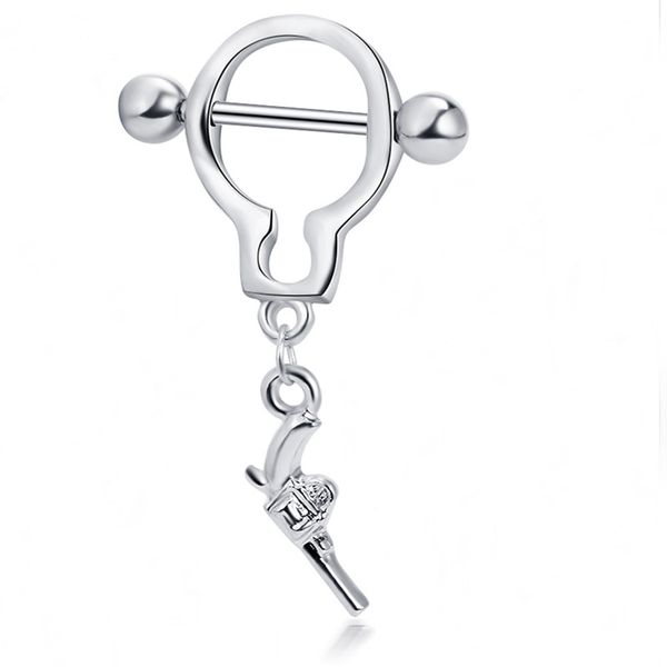 14g gun pendant nipple ring piercing jewellry 1.6*16*6/6mm no-infection body jewelry barbells, Silver
14g gun pendant nipple ring piercing jewellry 1.6*16*6/6mm no-infection body jewelry barbells, Silver