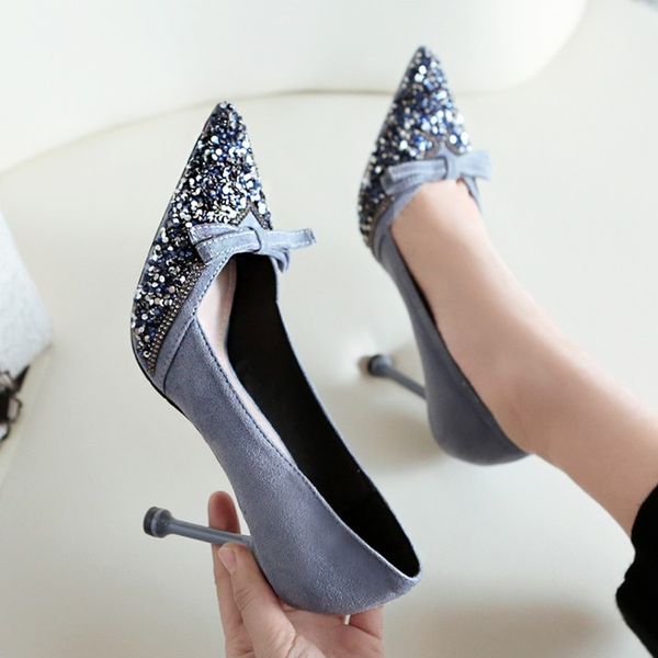 women pumps shoes flock pointed toe slip-on 6.5cm & 8cm thin high heels butterfly festival shallow party lady club female shoes, Black
women pumps shoes flock pointed toe slip-on 6.5cm & 8cm thin high heels butterfly festival shallow party lady club female shoes, Black