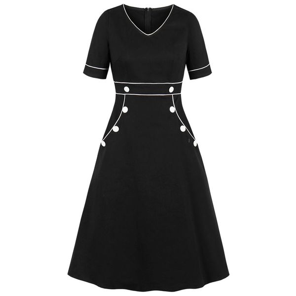 joineles plus size solid black women retro dress v neck short sleeves high waist summer vintage dress 50s 60s party vestidos 4xl, Black;gray
joineles plus size solid black women retro dress v neck short sleeves high waist summer vintage dress 50s 60s party vestidos 4xl, Black;gray