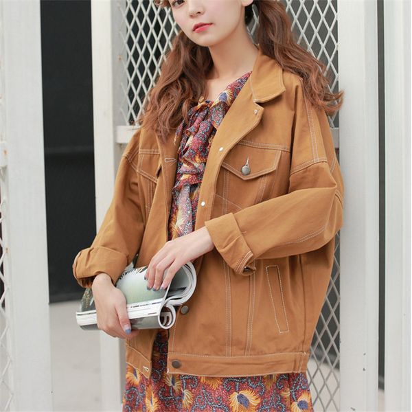 hzirip simple chic plus casual fashion all match stylish autumn fresh female cardigans loose female denim brief jackets coat, Black;brown
hzirip simple chic plus casual fashion all match stylish autumn fresh female cardigans loose female denim brief jackets coat, Black;brown