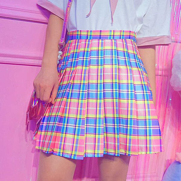 women skirts pleated skirt harajuku plaid high waist casual rainbow a line skirt cute korean uniform female kawaii bottoms midi skirt, Black
women skirts pleated skirt harajuku plaid high waist casual rainbow a line skirt cute korean uniform female kawaii bottoms midi skirt, Black