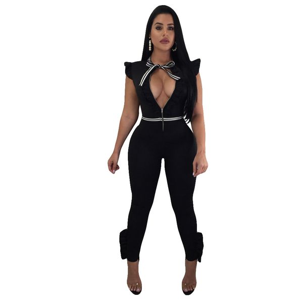 2019 summer rompers womens jumpsuit ruffle sleeveless zipper front bow tie long playsuits one piece bodycon jumpsuit outfit, Black;white
2019 summer rompers womens jumpsuit ruffle sleeveless zipper front bow tie long playsuits one piece bodycon jumpsuit outfit, Black;white