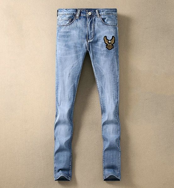 new luxury mens jeans fashion designer jeans casual torn skinny denim trousers party travel pants badge embroidery pants, Blue
new luxury mens jeans fashion designer jeans casual torn skinny denim trousers party travel pants badge embroidery pants, Blue