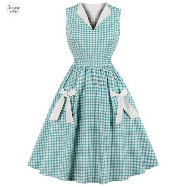 vintage dress women green plaid pin check print bowknot pockets up summer a line party dresses plus size, Black;gray
vintage dress women green plaid pin check print bowknot pockets up summer a line party dresses plus size, Black;gray