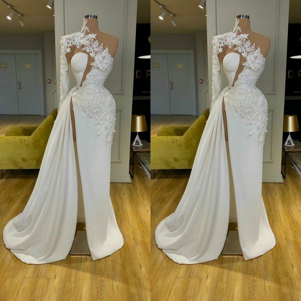white mermaid split evening dresses high neck one shoulder long sleeve prom dress saudi arabia lace party dress for weddings robe de soiree, Black;red
white mermaid split evening dresses high neck one shoulder long sleeve prom dress saudi arabia lace party dress for weddings robe de soiree, Black;red