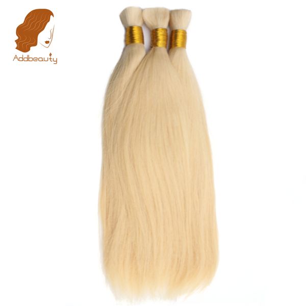 

addbeauty bulk human hair for braiding 1 bundle blonde 613 natural color brazilian straight hair extensions, Black