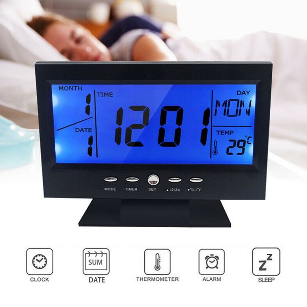 lcd display electronic backlight alarm clock snooze function digital office battery powered desk bedroom home temperature
lcd display electronic backlight alarm clock snooze function digital office battery powered desk bedroom home temperature
