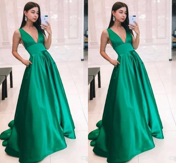 simple green a line evening dresses deep v neck floor length satin party gowns formal dress robes de soirée vestidos de fiesta, Black;red
simple green a line evening dresses deep v neck floor length satin party gowns formal dress robes de soirée vestidos de fiesta, Black;red