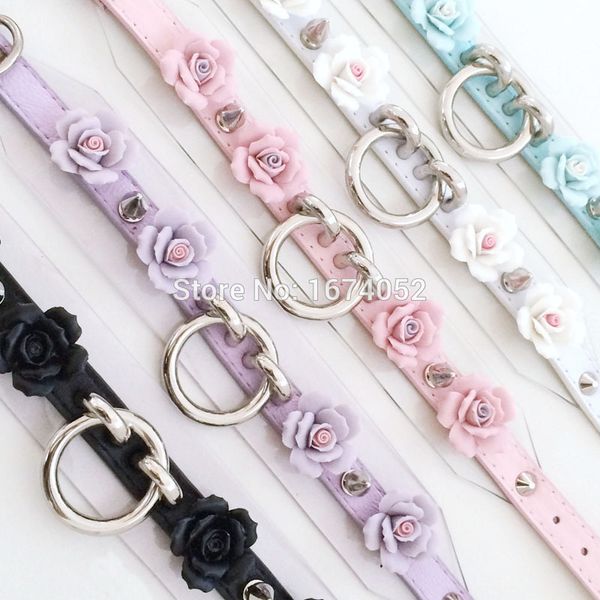 kawaii harajuku handmade punk goth big rose flower spiked collar o round transparent clear pvc vinyl leather choker necklace, Silver 
kawaii harajuku handmade punk goth big rose flower spiked collar o round transparent clear pvc vinyl leather choker necklace, Silver