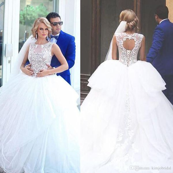 ball gown wedding dresses vintage lace appliques pearls puffy tulle floor length bridal dresses vestidos de noiva, White
ball gown wedding dresses vintage lace appliques pearls puffy tulle floor length bridal dresses vestidos de noiva, White