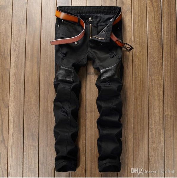 мода дизайнерские мужские рваные джинсы велосипедиста кожаные заплатки slim fit черный moto джинсовые бегуны для мужской проблемные джинсы б, Blue
мода дизайнерские мужские рваные джинсы велосипедиста кожаные заплатки slim fit черный moto джинсовые бегуны для мужской проблемные джинсы б, Blue