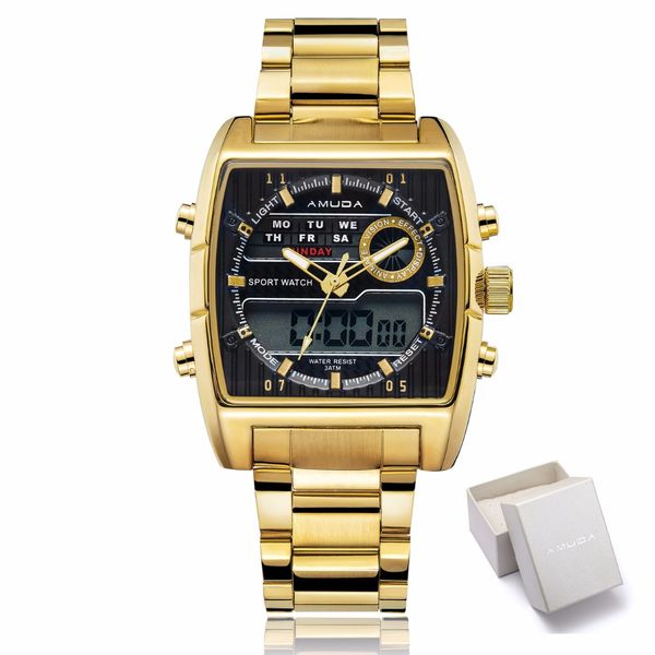 2018 amuda gold watch men doule movement analog-digital male clock dual time golden quartz watch waterproof relogio masculino, Slivery;brown
2018 amuda gold watch men doule movement analog-digital male clock dual time golden quartz watch waterproof relogio masculino, Slivery;brown