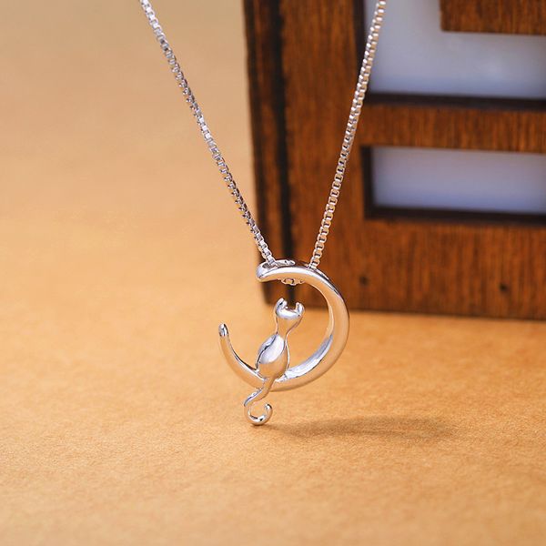 silver color necklace for women moon kitten cat necklaces & pendants box chain kolye
silver color necklace for women moon kitten cat necklaces & pendants box chain kolye