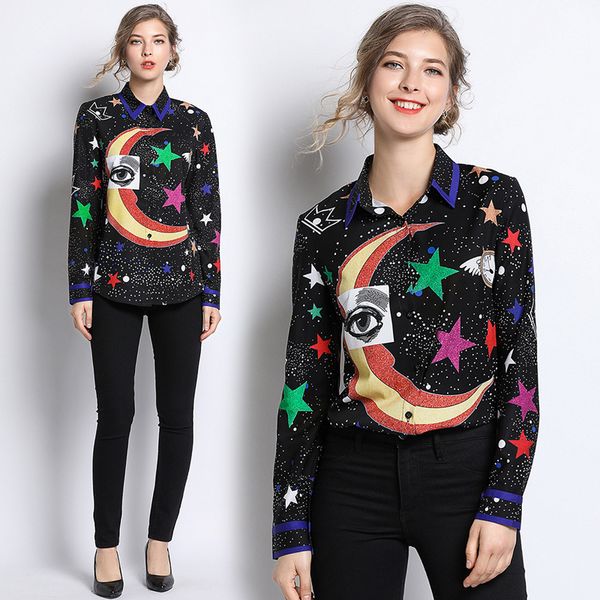 new 2019 spring summer fall runway floral print collar button front up down long sleeve women party casual shirts blouse, White
new 2019 spring summer fall runway floral print collar button front up down long sleeve women party casual shirts blouse, White