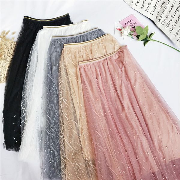 new summer skirts womens beading mesh tulle skirt women elastic high waist a line mid calf midi long pleated skirt, Black
new summer skirts womens beading mesh tulle skirt women elastic high waist a line mid calf midi long pleated skirt, Black