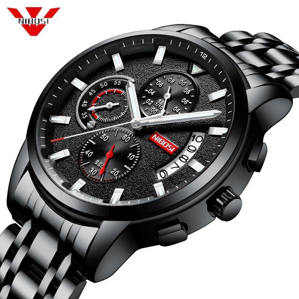 nibosi fashion mens watches male business chronograph quartz clock stainless steel waterproof big watch men relogio masculino, Slivery;brown 
nibosi fashion mens watches male business chronograph quartz clock stainless steel waterproof big watch men relogio masculino, Slivery;brown