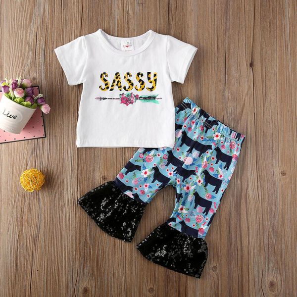 лето новый малыш дети baby girls одежда наборы письмо цветочный принт футболка топ + блестками flare длинные брюки 2 шт. наряды набор, White
лето новый малыш дети baby girls одежда наборы письмо цветочный принт футболка топ + блестками flare длинные брюки 2 шт. наряды набор, White