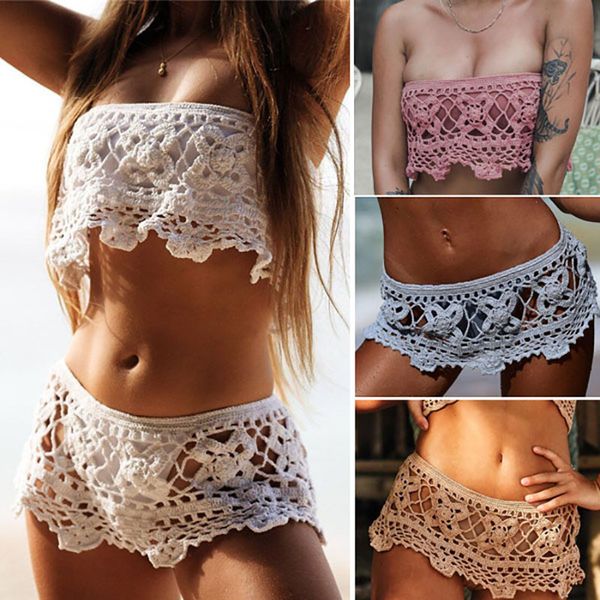women crochet bikini crop cover up hollow-out wrapped chest tube blouse short skirt wrap skirt beachwear - two kind, White;black
women crochet bikini crop cover up hollow-out wrapped chest tube blouse short skirt wrap skirt beachwear - two kind, White;black
