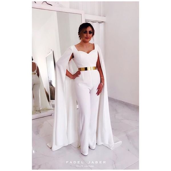 2019 arabic elegant white jumpsuit lady evening wear outfit with cape gold belt long formal pant party special occasion outfit, White;black
2019 arabic elegant white jumpsuit lady evening wear outfit with cape gold belt long formal pant party special occasion outfit, White;black