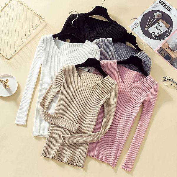 femme sweaters pullover knit sweater women winter clothes women jumper v neck soft rib knitted winter knitwear pull, White;black
femme sweaters pullover knit sweater women winter clothes women jumper v neck soft rib knitted winter knitwear pull, White;black