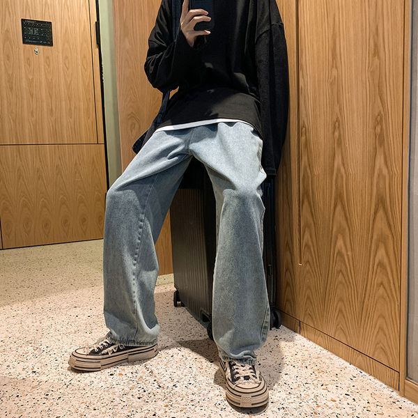 men's jeans 2021 autumn slimming solid color ripped floor length relaxed casual personality youth wear, Blue
men's jeans 2021 autumn slimming solid color ripped floor length relaxed casual personality youth wear, Blue