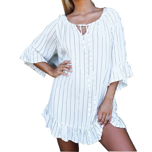 new beach cover up striped bikini cover up beach dress 2018 tunics for swimwear women pareo plus size wear, Blue;gray
new beach cover up striped bikini cover up beach dress 2018 tunics for swimwear women pareo plus size wear, Blue;gray