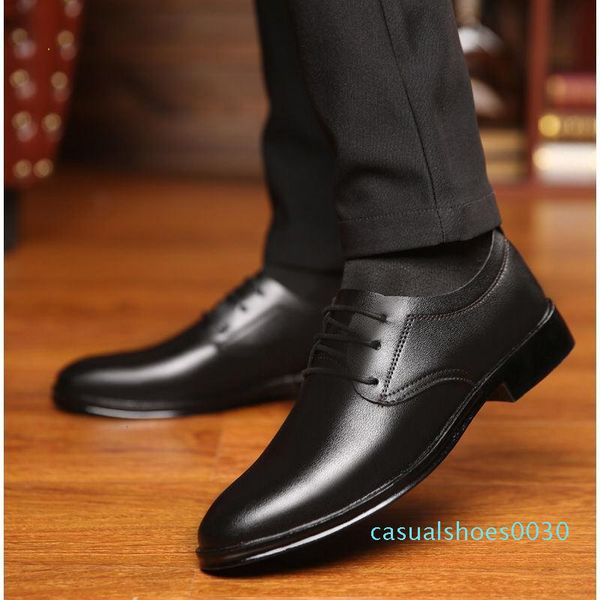 aecbuy casual shoes men leather men's leather shoes mens casual c30, Black